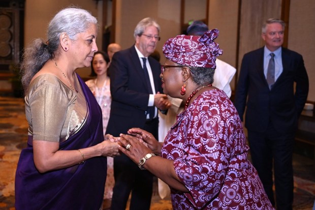Union Finance Minister Nirmala Sitharaman during a dinner with Finance Ministers of G20 nations and heads of International Organisations. (PTI Photo)