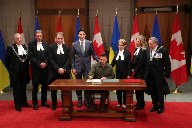 Canada's aid to Ukraine to date has included more than $1.3 billion in military aid, including Leopard 2 tanks, air defense and artillery systems, anti-tank weapons, drones and other equipment.