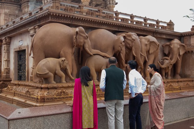 A replica of the Akshardham temple was given to the couple by the sadhus, Dave added. (Image: PTI)
