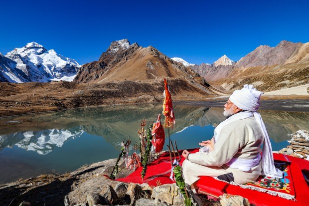Prime Minister Narendra Modi at Parvati Kund, in Pithoragarh. (PTI Photo)