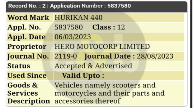 Hero Hurican X440 trademark