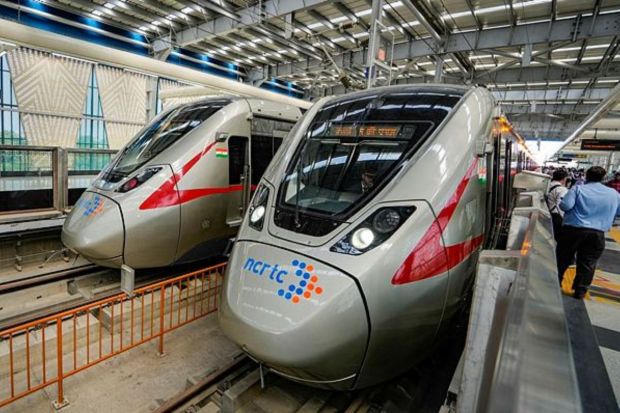 The train can run at a speed of 180 km per hour. The services will begin at 6 am and run till 11 pm, the National Capital Region Transport Corporation (NCRTC) officials earlier said. (PTI Photo)