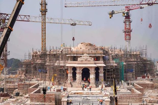 Shri Ram Janmbhoomi Teerth Kshetra shared pictures from its X account, along with the caption, 
