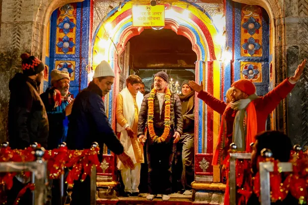 Gandhi arrived in Kedarnath on November 5 and immediately visited the temple. His helicopter landed on the common people's strip, not the VVIP helipad.(PTI Photo)
