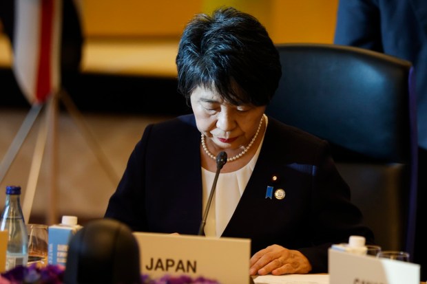 Japanese Foreign Minister Yoko Kamikawa attends an outreach session during the Group of 7 Foreign Ministers meetings in Tokyo.(AP Photo)