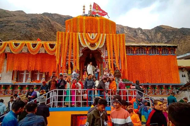 Kedarnath temple decorated with flowers for the Diwali festival in Rudraprayag district on November 10. (Image: PTI)