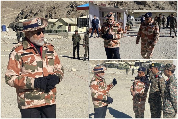 Prime Minister Narendra Modi on Sunday celebrated Diwali with soldiers in Himachal Pradesh's Lepcha and hailed the unwavering courage of the security forces. Since coming to power in 2014, Modi has been visiting military facilities to celebrate Diwali. (PTI Photos)