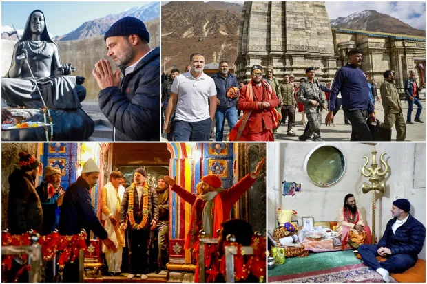 Congress leader Rahul Gandhi returned to Delhi a three-day tour of Kedarnath Dham. The former head of the Congress party, embarked on a unique journey at Kedarnath in Uttarakhand on Sunday afternoon for a three-day pilgrimage to the ancient Shiva temple located in the Himalayas, standing tall at an altitude of 11,700 feet. (PTI Photo)