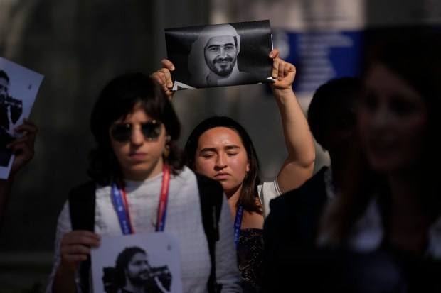 Abdel-Fattah went on a hunger strike in 2020 to protest his detention, and has not been released despite having British citizenship and international support. (AP Photo)