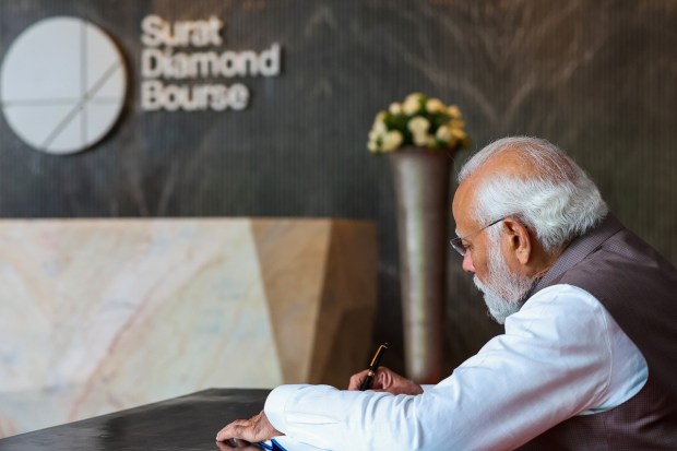 The SDB is part of the DREAM City, a project to develop Surat as a smart city with world-class infrastructure and amenities. Former Gujarat CM Anandiben Patel had performed the ground-breaking ceremony of the SDB and DREAM City project in February 2015. (PTI Photo)