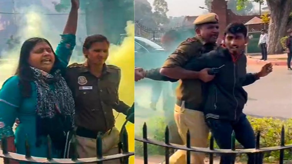 The intruders were identified as Sagar Sharma (25) and Manoranjan D (35) who modified their footwear to discreetly carry smoke canisters. (Image: PTI)