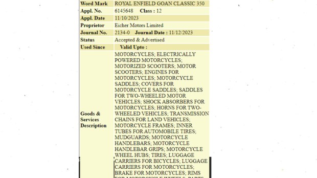 RE Goan Classic 350 trademark
