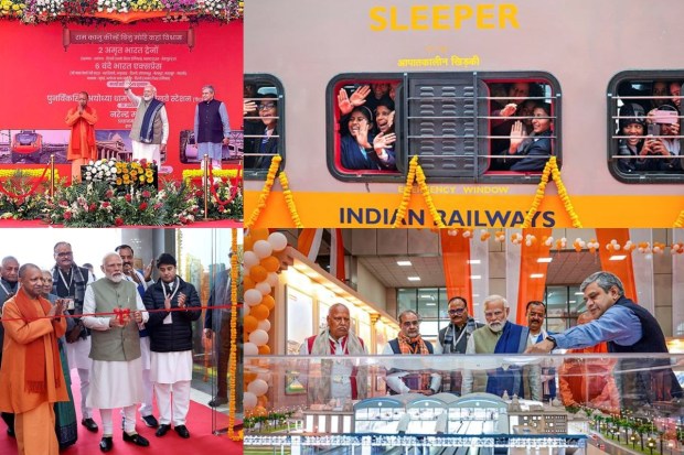 Prime Minister Narendra Modi's fourth visit to Ayodhya on Saturday since becoming Prime Minister in 2014 was one of the grand unveilings and a renewed promise for the holy city. On December 30, 2023, amidst cheers and religious fervor, PM Modi inaugurated a slew of projects that marked a significant step in Ayodhya's transformation into a world-class pilgrimage destination. From the much-anticipated revamped Ayodhya Railway Station, now resplendent in its architectural blend of tradition and modernity, to the gleaming six Vande Bharat Express trains promising swifter journeys, each project unveiled resonated with the city's aspirations for a brighter future. Here we will take you through the day's momentous events, capturing the essence of a city embracing progress while cherishing its heritage. Witness the palpable excitement with these celebratory photos. (Images: PTI)