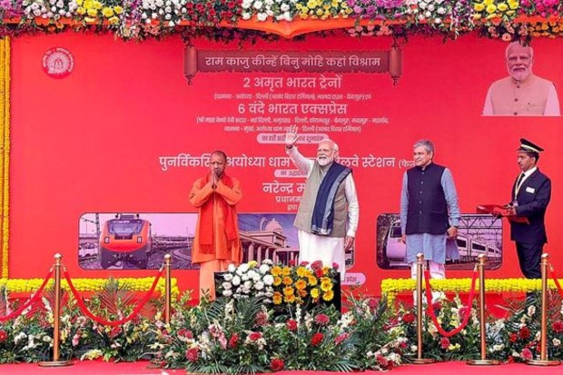 The railway station features a modern three-storey building equipped with state-of-the-art amenities, including lifts, escalators, food plazas, and child care rooms. (Image: PTI)