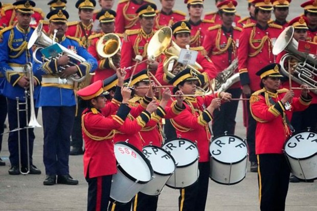 Paramilitary forces bands perform during the ceremony. (Image: PTI)