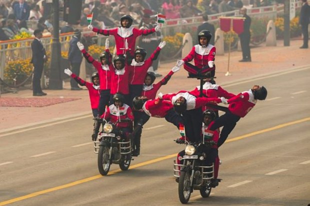 A team of BSF's 'Daredevils' during the celebrations today. (Image: PTI)