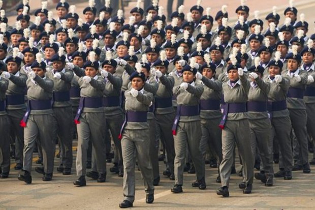 National Service Scheme (NSS) volunteers march past the spectators. (Image: PTI)