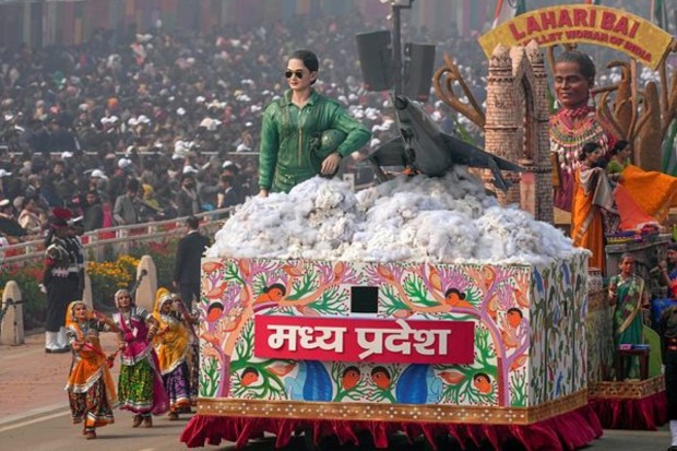 Madhya Pradesh's tableau was based on the 'self-reliant and progressive’ women of the state. (Image: PTI)
