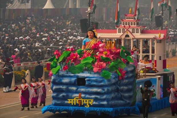 Manipur’s tableau displayed Nari Shakti with ‘Ima Keithel', the 500-year-old market, the only one in the world run entirely by women. (Image: PTI)