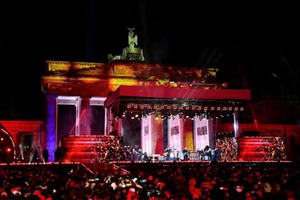 A general view of the illuminated Brandenburg gate during the New Year's Eve TV show in Berlin on December 31. (Reuters)