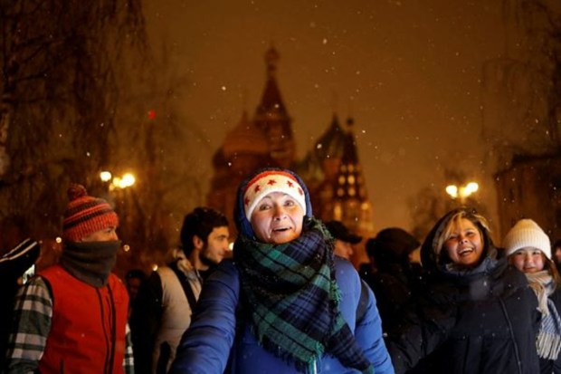 People take part in the New Year's Eve celebrations in Moscow. (Reuters)