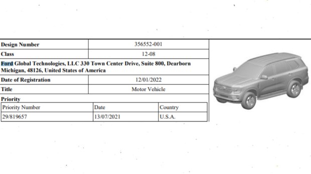 ford Endeavour patent