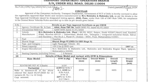 Mahindra XUV700 MX petrol AT