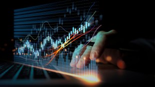 Financial graphs on screen