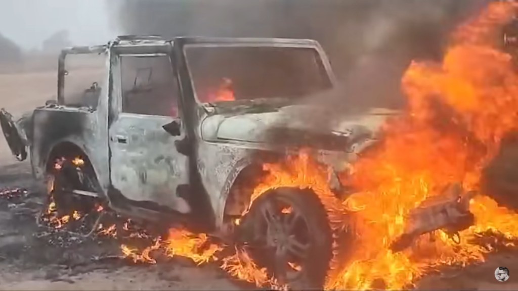 Mahindra Thar fire