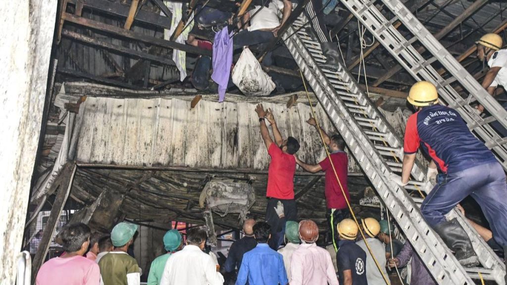 Rescue and relief work underway after a fire broke out in a gaming zone (Photo: PTI)