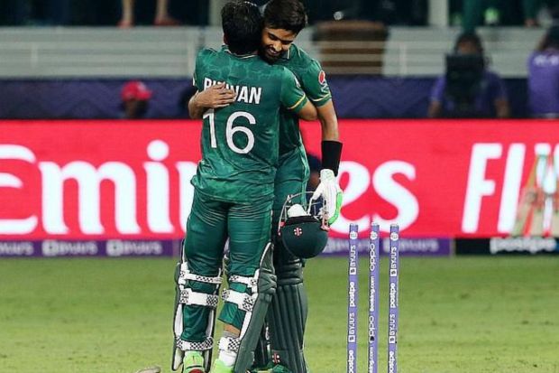 After 5 years, in 2021, the clash ended painfully for India. Babar Azam and Mohammad Rizwan’s record-opening partnership resulted in Pakistan’s 10-wicket victory. (Photo: Reuters)