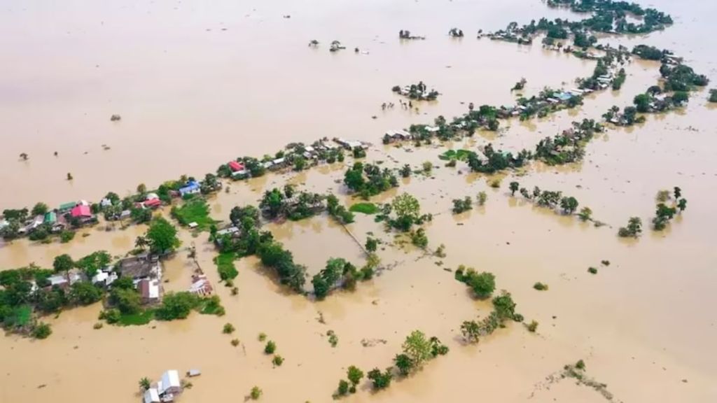 The water level of the River Barak has risen past the danger mark, flooding parts of Silchar town