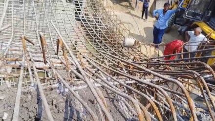 A portion of the under-construction bridge after it collapsed, in Motihari district of Bihar, Sunday, June 23, 2024. (PTI Photo)