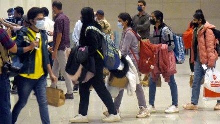 Indian students evacuated from Ukraine arrive in Mumbai. (Photo: ANI)