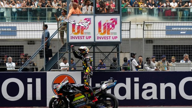 MotoGP Bharat chequered flag
