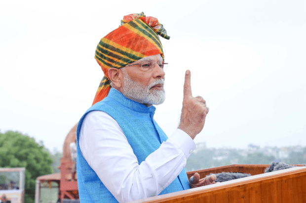 Prime Minister Narendra Modi at Red Fort, delivering his 11th consecutive Independence Day speech. (Photo: Ministry of Defence)