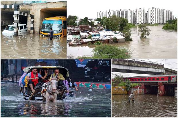 India is currently experiencing heavy rainfall in various parts of the country. From the southern to the northern regions, this widespread rainfall has caused rivers to swell and flood-like situations in Gujarat. In its latest report, the India Meteorological Department (IMD) predicted extremely intense rainfall to persist in Kutch and Saurashtra. Meanwhile, overnight rains have resulted in major waterlogging in Delhi and disrupted traffic, too. The situation in Gujarat has shown slight improvement as rainfall activity has lessened but several other regions including Vadodara remain in a flood-like situation because of overflowing rivers. Here is a pictorial presentation on the impacts of these rainfalls all over the country.