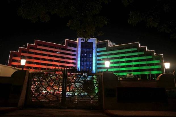 Delhi Secretariat illuminated with tri-colour on the occasion Independence Day, in New Delhi. (Photo source: PTI)