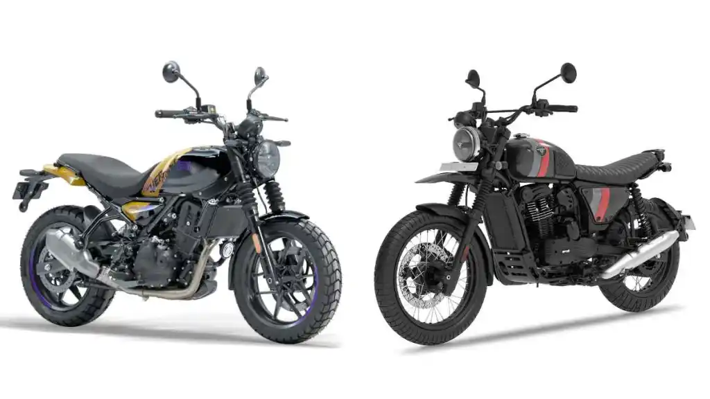 royal enfield guerrilla 450 vs yezdi scrambler