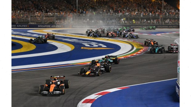 McLaren's Lando Norris leads the pack