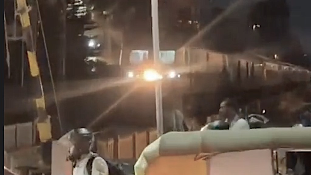 Train stuck in traffic