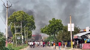 Bahraich violence: Restless crowds on roads, shops and vehicles torched
