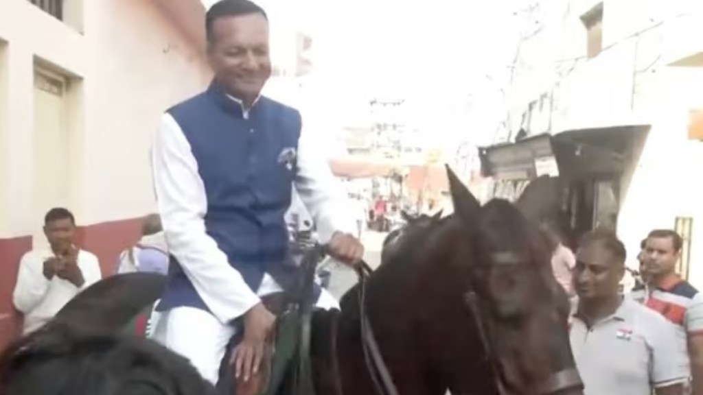Haryana Elections 2024: BJP MP Naveen Jindal rides on horseback to cast vote - WATCH.