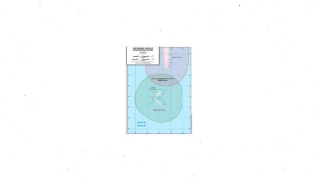 Overlapping maritime claims of Mauritius and the Maldives.
