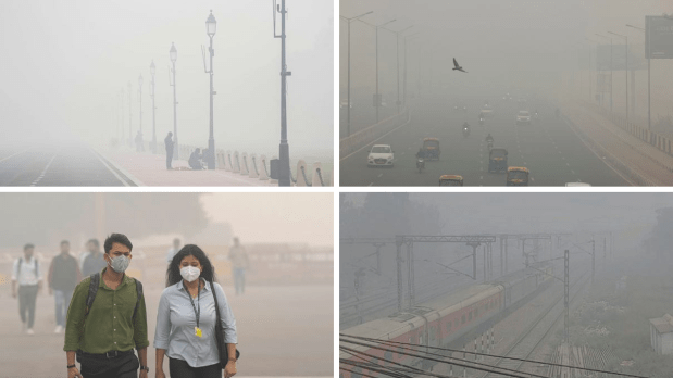 The air quality in Delhi deteriorated on Monday morning, with a thick blanket of smog covering several areas. The Air Quality Index (AQI) dropped to 'severe plus' levels, registering a hazardous 483 at 7 am, according to the Central Pollution Control Board. Toxic foam was visible on the Yamuna River in Kalindi Kunj, as residents reported difficulty breathing and irritation in their eyes. Watch in images how the severe pollution impacted daily life, with commuters and workers navigating through the smog.