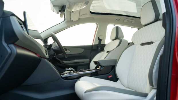 Inside is a blend of sportiness and luxury.