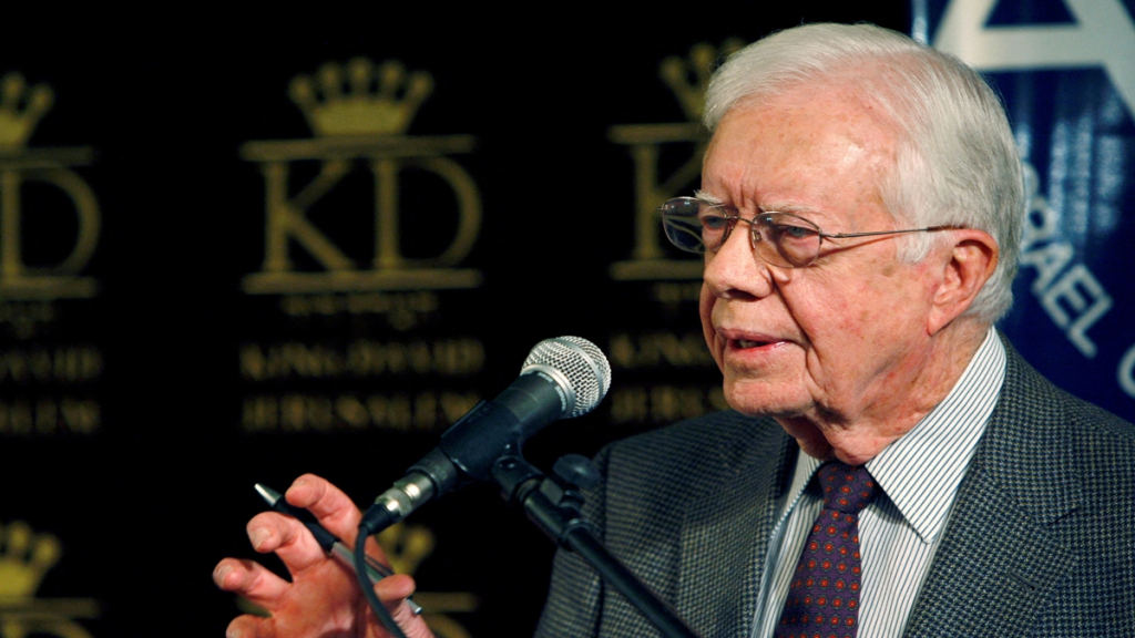 Former U.S. President Jimmy Carter gives a speech in Jerusalem April 21, 2008. Reuters Image.