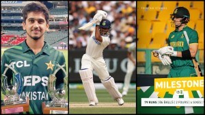 (From left to right) Pakistani cricket player Sim Ayub, Indian Cricket Yasusvy Jaishwar, South Africa Cricket Tristan Stubs