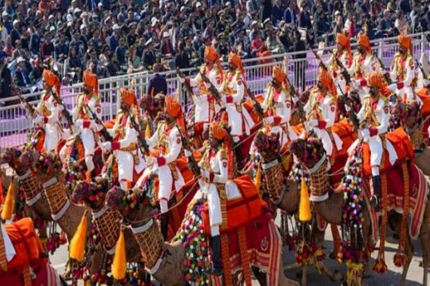 BSF's camel contingent marches past during the 76th Republic Day parade at Kartavya Path in New Delhi on Sunday, January 26, 2025. (Image Source: PTI)