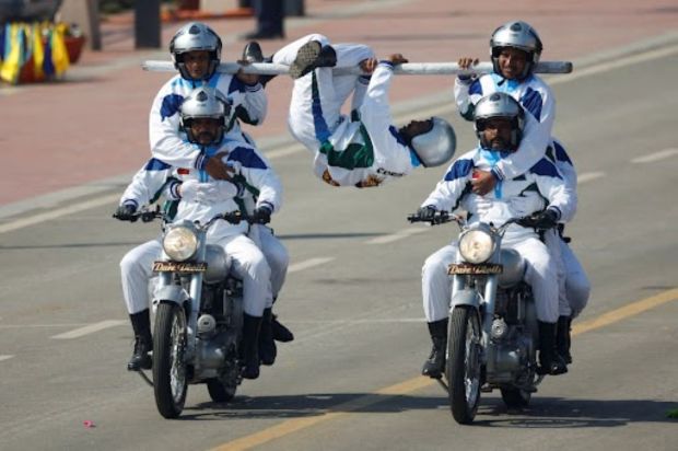 India's BSF daredevil team performs during the Republic Day parade in New Delhi. (Image: REUTERS/Adnan Abidi)